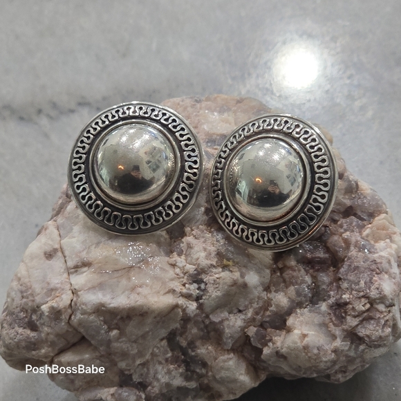 James Avery Sterling Silver 925 Dome Clip-On Earrings 1" Round Statement Studs - Picture 2 of 7